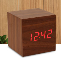 Часы будильник Деревянный кубик с термометром